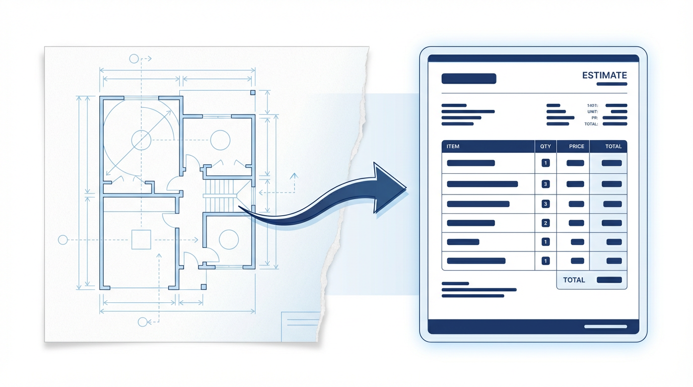 図面から見積書への自動変換イメージ